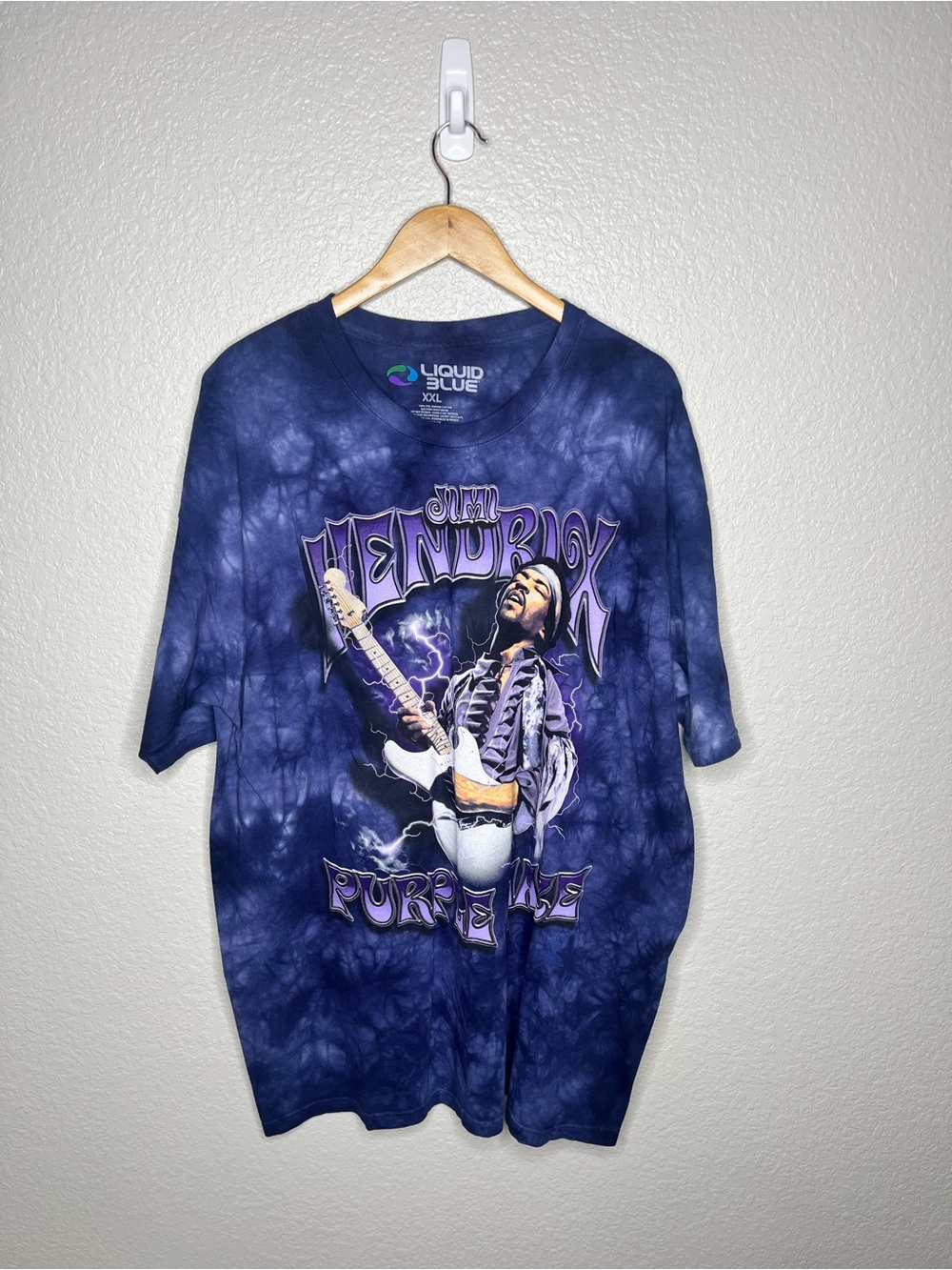 Jimi Hendrix Purple Haze Liquid Blue Tie Dye Band Tee Shirt XXL Graphic T-Shirt